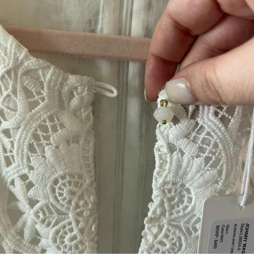 NWT Johnny Was Elandra Shift Eyelet Lace Cotton Dress White
